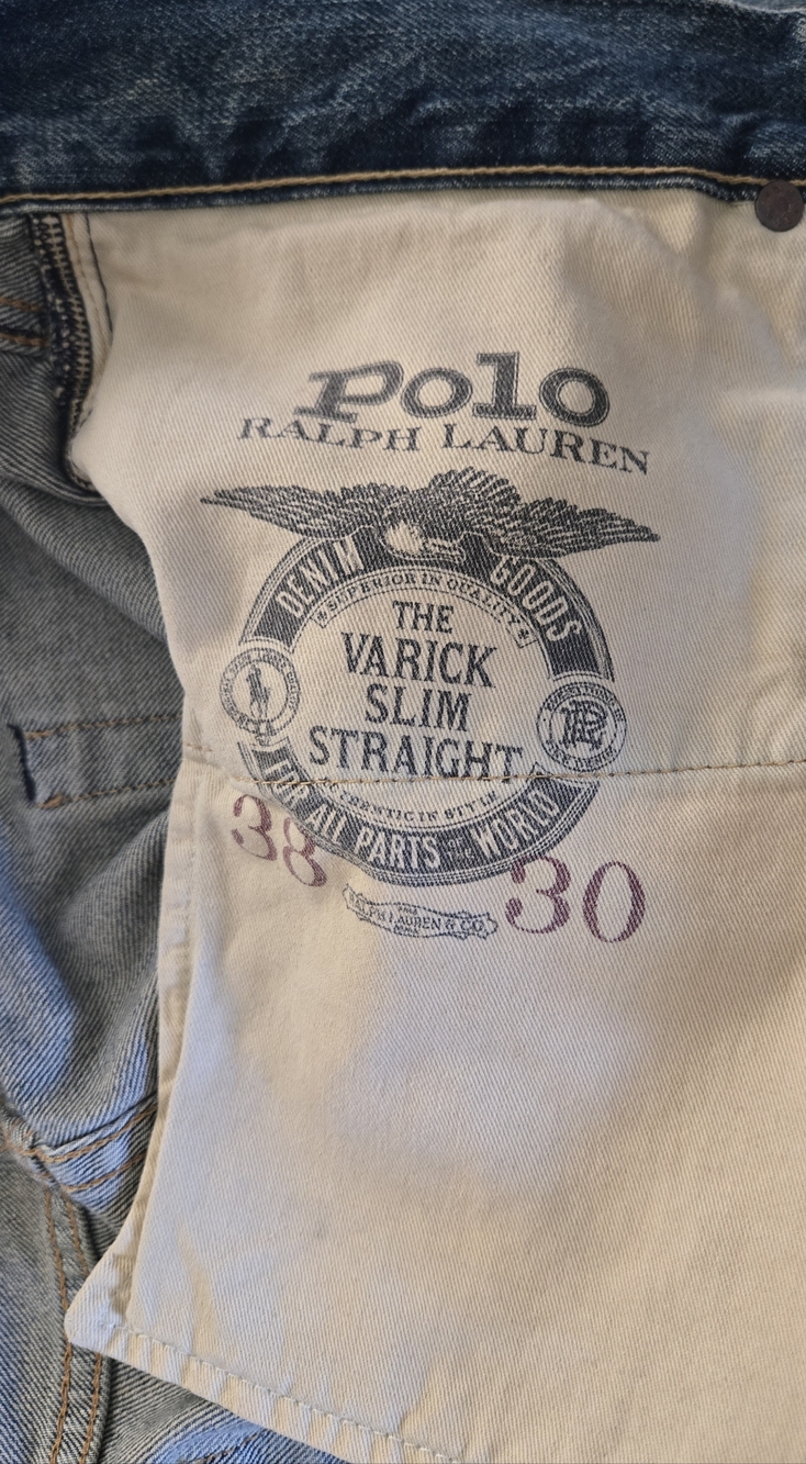 Ralph Lauren Light Blue Straight Jeans with Embroidered Patches - Picture 2 of 4